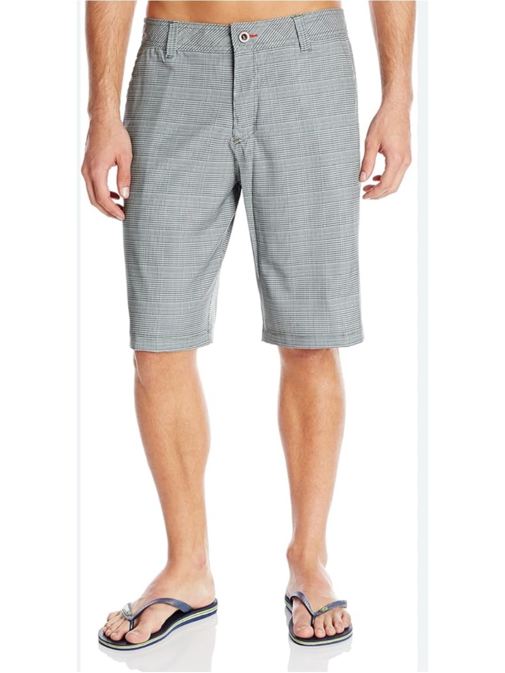 O’Neil Hybrid Men's Gray Plaid Flat Front Shorts Size 34
